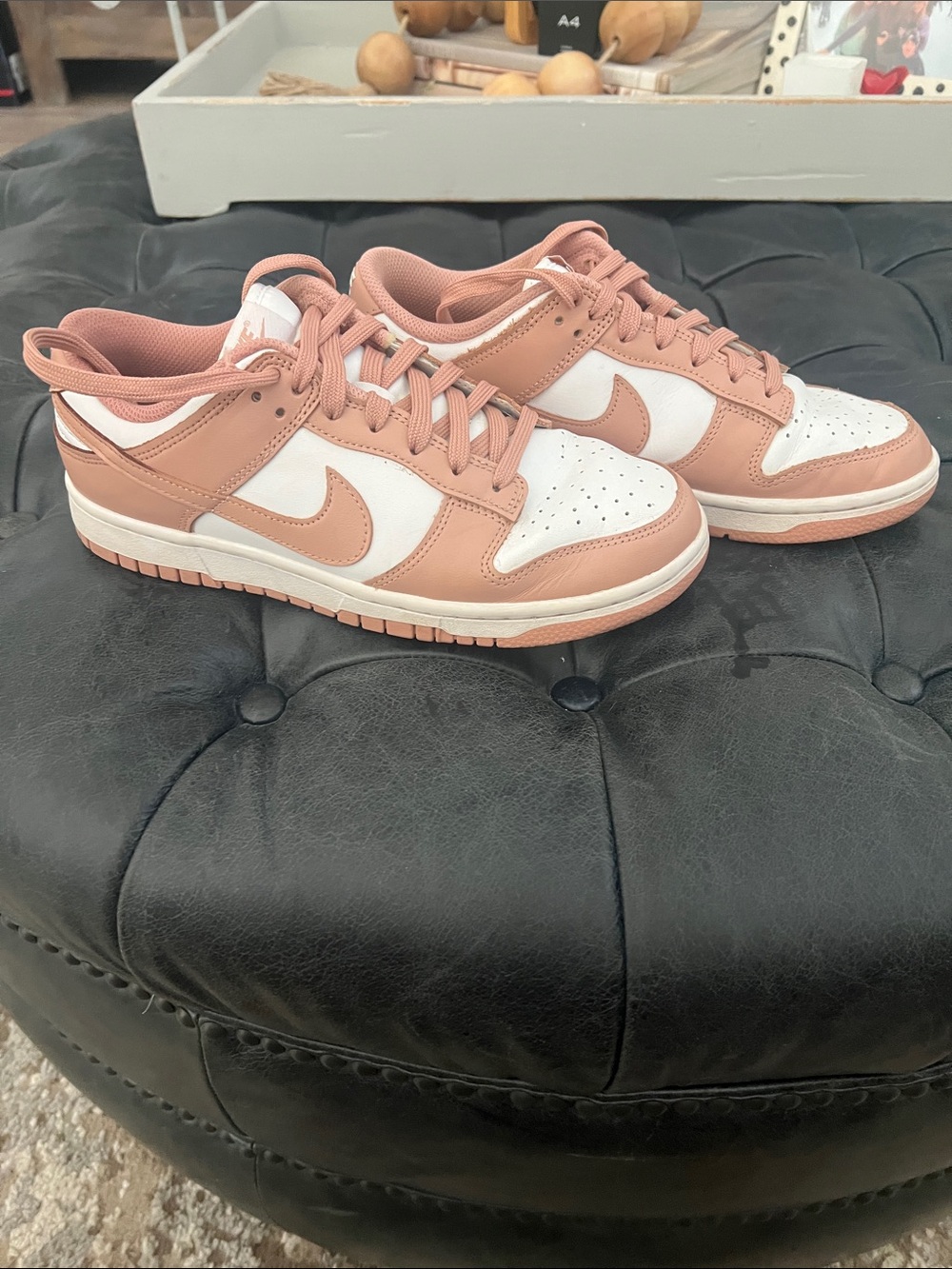 Nike Women’s Rose/White Dunk Low-Top Sneakers - Picture 3 of 8